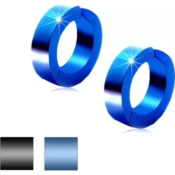 Náušnice Kruhové náušnice z chirurgické oceli, hladký povrch, metalická barva - Barva: Modrá