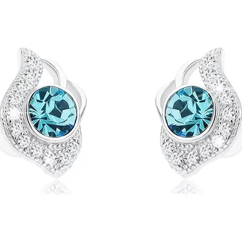 Náušnice Puzetové náušnice ze stříbra 925, blyštivá kapka s modrým zirkonem