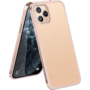 Pouzdro na mobilní telefon Kryt SULADA pro Apple iPhone 11 Pro - gumový / kovový - karbonová textura - průhledný - Rose Gold