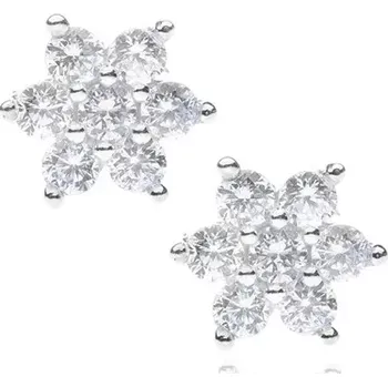 Náušnice Stříbrné náušnice 925 - čirý zirkonový květ s puzetkou