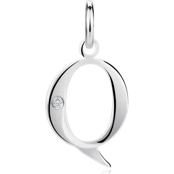 Přívěsek Diamantový přívěsek ze stříbra 925 - velké písmeno Q, kulatý briliant
