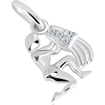 Přívěsek Stříbrný 925 přívěsek - lesklá postava s nádobou, zirkony, znamení VODNÁŘ