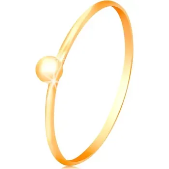 Prsten Prsten ve žlutém 14K zlatě - drobná lesklá kulička, tenká ramena - Velikost: 63