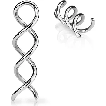 Piercing Piercing do ucha z oceli stříbrné barvy - lesklá kontura spirály - Tloušťka piercingu: 2 mm