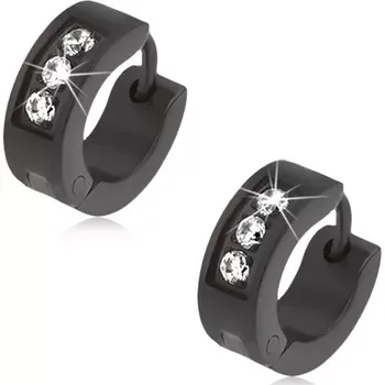 Náušnice Náušnice z chirurgické oceli, černá barva, linie čirých zirkonů