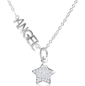 Náhrdelník Náhrdelník ze stříbra 925, nápis "ANGEL", hvězda z čirých zirkonů