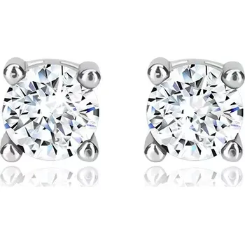 Náušnice Náušnice ze stříbra 925, okrouhlý čirý kamínek v kotlíku - Velikost zirkonu: 4 mm