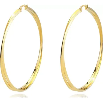 Náušnice Stříbrné 925 náušnice - zlatá barva, zkřížené velké kruhy, francouzský zámek, 65 mm