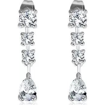 Náušnice Ocelové náušnice, tři kulaté zirkony a broušená slza čiré barvy, puzetky