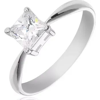 Prsten Zásnubní prsten ze stříbra 925 - čtvercový zirkon v objímce - Velikost: 66