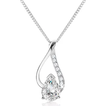Náhrdelník Stříbrný náhrdelník 925, nesouměrná kontura kapky s čirou zirkonovou slzou