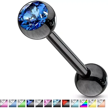 Piercing Piercing do jazyka se zirkonem z anodizovaného titanu - Barva zirkonu: Fialová-Čirá