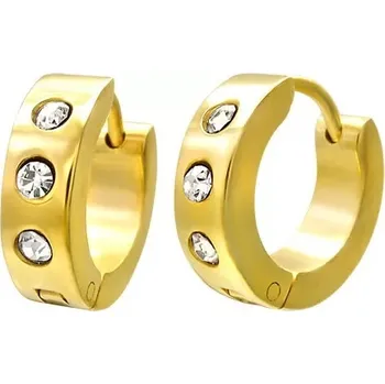 Náušnice Kloubové náušnice z chirurgické oceli, zlatý odstín, čiré zirkony