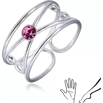 Prsten Stříbrný prsten 925 - kulatý světle fialový zirkon, zdvojená smyčka