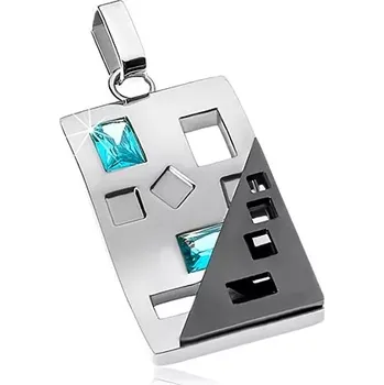 Přívěsek Přívěsek z chirurgické oceli s geometrickými tvary a modrými zirkony