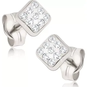 Náušnice Zlaté náušnice 14K bílé čtverce s kubickými zirkony
