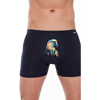 Boxerky Cornette boxerky Tatoo 280/231 Parrot - tm. modrá, XL (Kvalitní pánské veselé boxerky s obrázkem Cornette Tattoo)