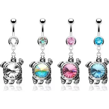 Piercing Piercing do břicha s želvou se zirkonovým pancířem - Barva zirkonu: Čirá - C