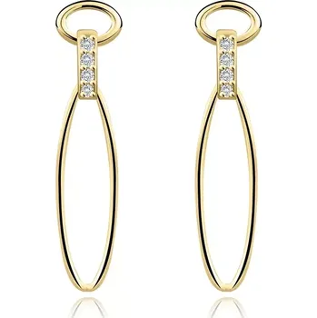Náušnice Náušnice ze žlutého 14K zlata - vertikální a horizontální ovál, zaoblený pásek, kubické zirkony
