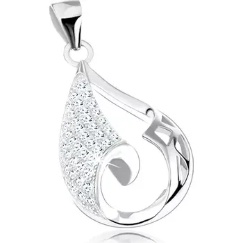Přívěsek Stříbrný přívěsek 925, velká slza s asymetrickým výřezem, zirkonová část