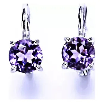Náušnice Stříbrné náušnice zirkon ametyst - NK1250 (Stříbrné náušnice s ametysty 6 mm)