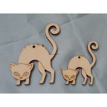 Stavební deska Výřez z překližky, Z71/2, NAJEŽENÁ KOČKA-malá, 4x4,5cm, 1ks