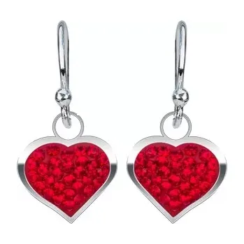 Náušnice Stříbrné náušnice 925 - lesklé červené srdce vykládané zirkony
