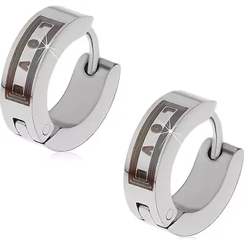 Náušnice Ocelové náušnice stříbrné barvy - kroužky s černým nápisem LOVE