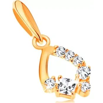 Přívěsek Přívěsek ze žlutého 14K zlata - blýskavá kontura slzy zdobená čirými zirkony