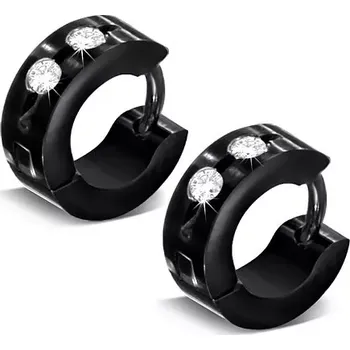 Náušnice Lesklé kloubové náušnice, chirurgická ocel, černý odstín, čiré zirkony