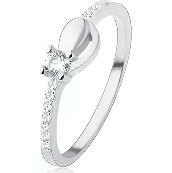 Prsten Prsten ze stříbra 925, úzká ramena zdobená čirými zirkony, ovál a oblouk - Velikost: 48