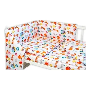 Dětsný nábytek Baby Nellys 3-dílná sada Mantinel s povlečením - Liška a balónky, bílá, 135x100; 135x100