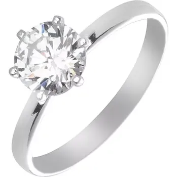 Prsten Stříbrný snubní prsten 925 - čirý zirkon uchycený šesti paličkami - Velikost: 48