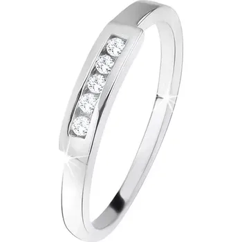 Prsten Lesklý prsten s linií čirých zirkonů, broušený pásek, ze stříbra 925 - Velikost: 53
