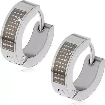 Náušnice Lesklé náušnice z oceli 316L stříbrné barvy - černé tečky