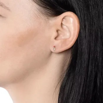 Náušnice Náušnice ze žlutého zlata 585 - červené a čiré zirkony, puzety