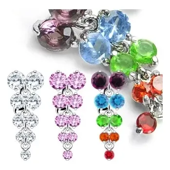 Piercing Piercing do bříška z chirurgické oceli - zirkonový hrozen, rhodiovaný povrch - Barva zirkonu: Čirá - C