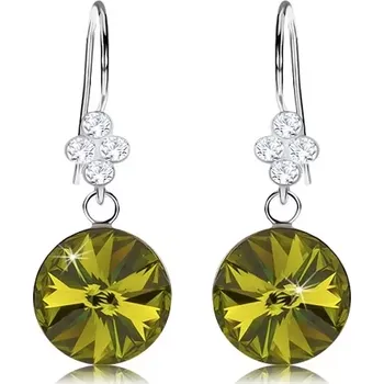 Náušnice Náušnice ze stříbra 925, křišťál Swarovski zelené barvy, lístek, 11 mm
