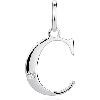 Přívěsek Diamantový přívěsek ze stříbra 925 - velké písmeno C, kulatý briliant