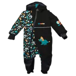 Dětská softshellová kombinéza Wamu s fleecem Dinosauři - černohnědá velikost 80-86