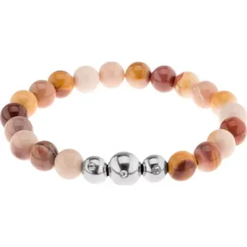 Náramek Náramek na ruku, různobarevné kulaté kamínky, tři korálky z oceli