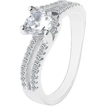 Prsten Zásnubní prsten ze stříbra 925, zářivý zirkon mezi dvěma liniemi zirkonků - Velikost: 60