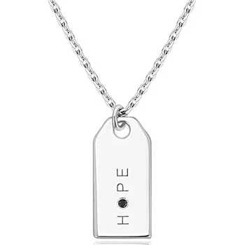 Náhrdelník Černý diamant - náhrdelník ze stříbra 925, zrcadlově lesklá známka, nápis "HOPE"