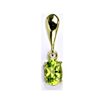 Přívěsek Zlatý přívěšek,přírodní olivín, žluté zlato 14 ct, váha 0,97 g, P 1246
