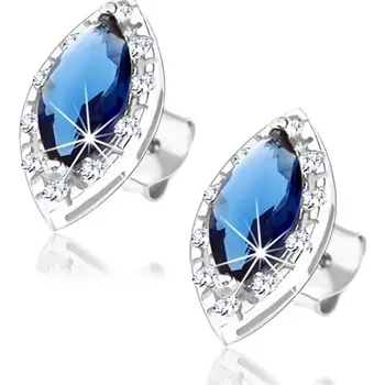 Náušnice Puzetové náušnice ze stříbra 925, modré zirkonové oko s čirým lemem