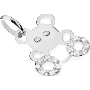 Přívěsek Přívěsek ve tvaru obrysu medvídka ze stříbra 925, vypouklá očka, čiré zirkony