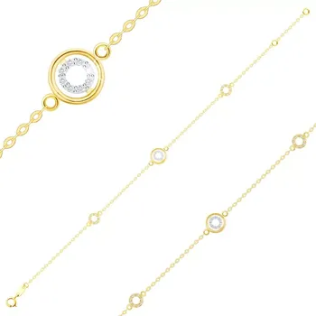 Náramek Náramek z kombinovaného zlata 585 - obrysy kruhů, čiré zirkony