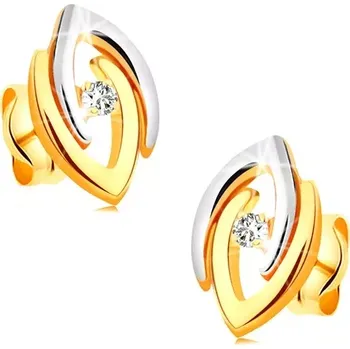 Náušnice Náušnice v kombinovaném 14K zlatě - dvoubarevné podkovy a čirý zirkon