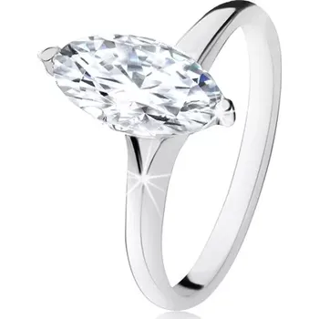 Prsten Stříbrný prsten 925, masivní zirkonový ovál v dekorativní objímce - Velikost: 51