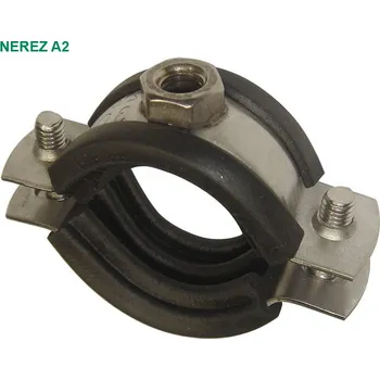 Objímka dvoušroubová T1: s pryžovou vložkou NEREZ AISI 304